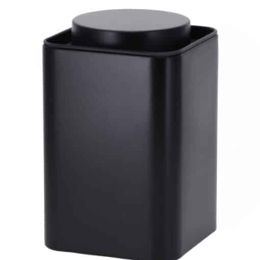 Stapelbare matte Teedose Elegant schwarz für ca. 100 g losen Tee aus Weißblech